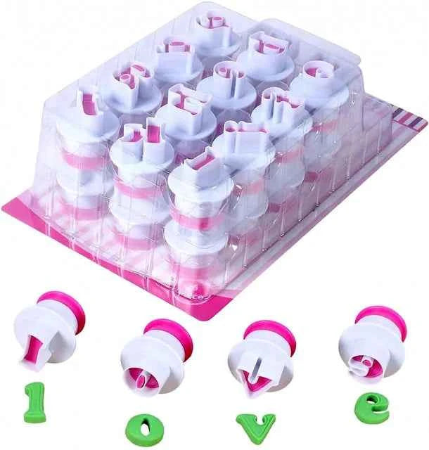 Set di 24 Lettere Corsivo Maiuscole + 24 Minuscole + Vocali e Consonanti per le doppie + Slitta Parole. Stampo Alfabeto per Biscotti in elegante Font