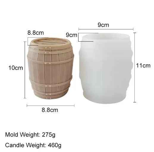 Botte di Legno 10 cm. Stampo in silicone anche per Candele