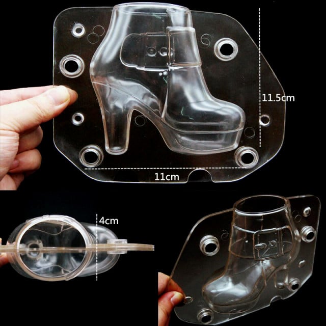 Stivale con Tacco. Doppio Stampo 3/D per Cioccolato in policarbonato rigido
