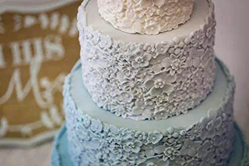 Fiori. Grande Stampo Bordo Floreale di 37 x 12 cm in silicone con molti Fiori