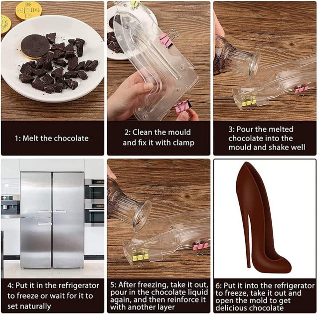 Scarpa con Tacco Alto di 20.2 cm. Doppio Stampo 3/D per Cioccolato in policarbonato rigido