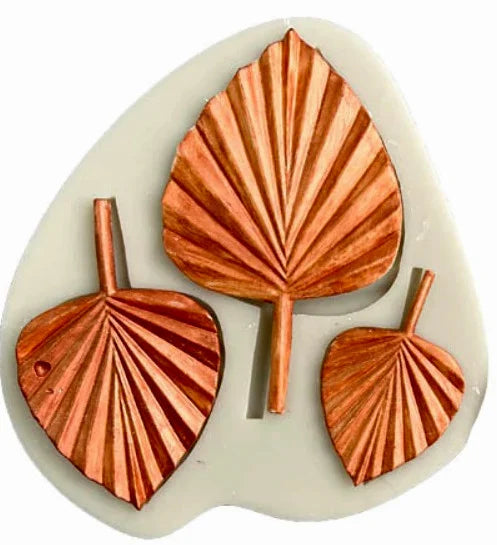 Piccola Foglia di Palma. Stampo con 3 Palme di 6.2 - 5 e 3.8 cm in alta risoluzione in silicone