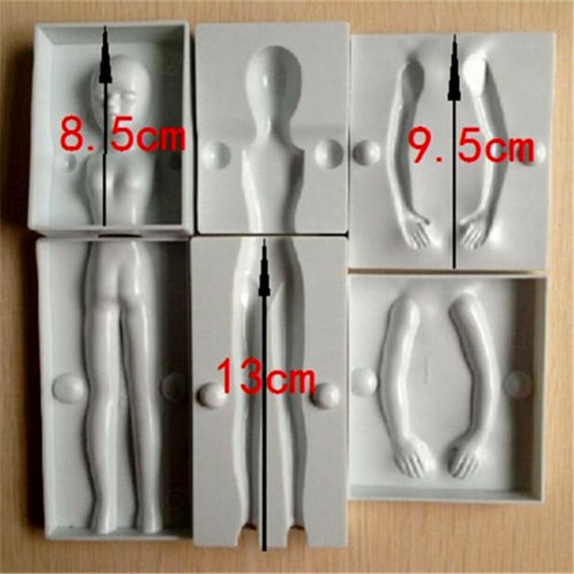 Complete 3D Female Figure. Set of 6 Plastic Molds.