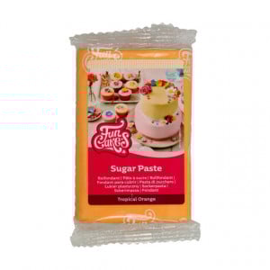 ARANCIONE TROPICALE.Pasta di zucchero Orange tropical. 250 gr. Hot Pink. Senza Glutine e Kosher