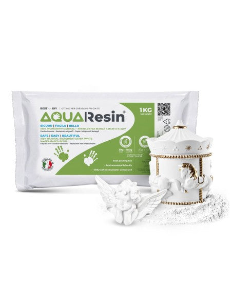 AQUA RESIN - Gesso premium in polvere bianca, naturale e a base d’acqua, atossica e sicura
