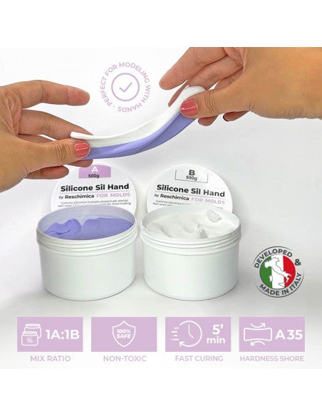 SIL HAND - Gomma siliconica in pasta 1:1, atossica, ideale per piccoli oggetti